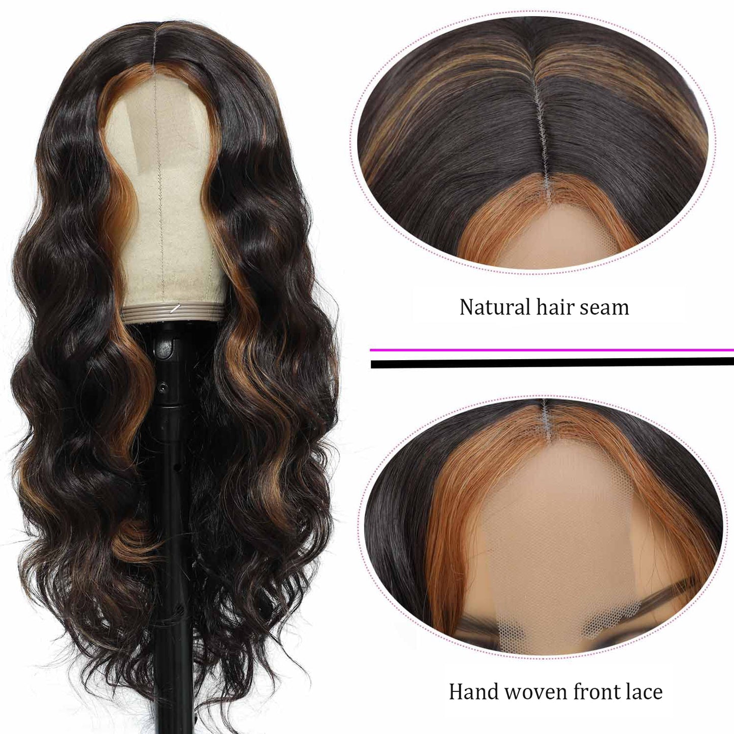 Lace Front Center Split Synthetic Long Wavy Wig
