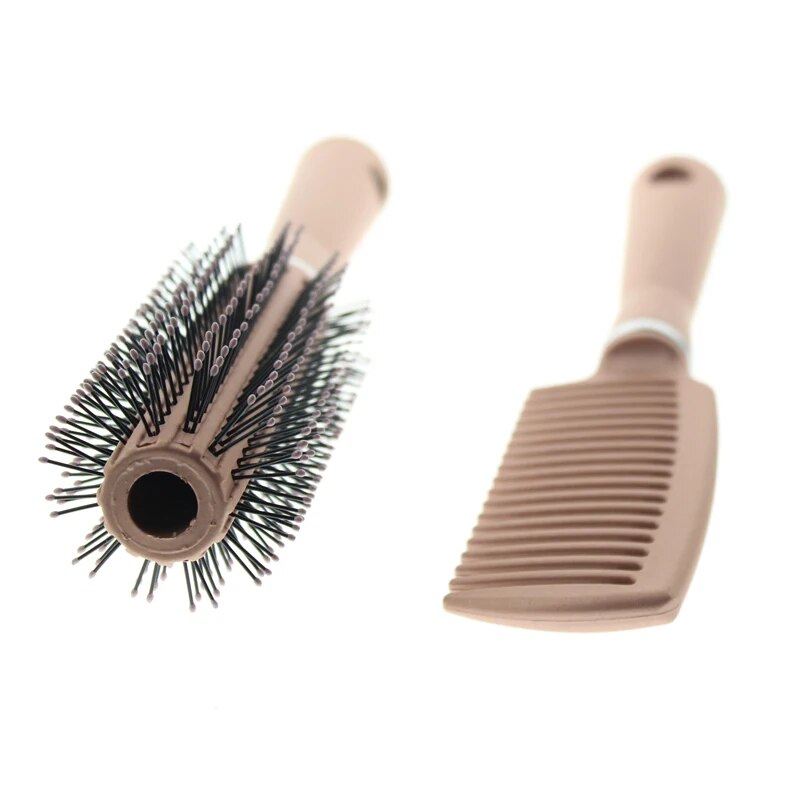2 in 1 Rose Gold Color Plastic Hair Brush & Comb Set