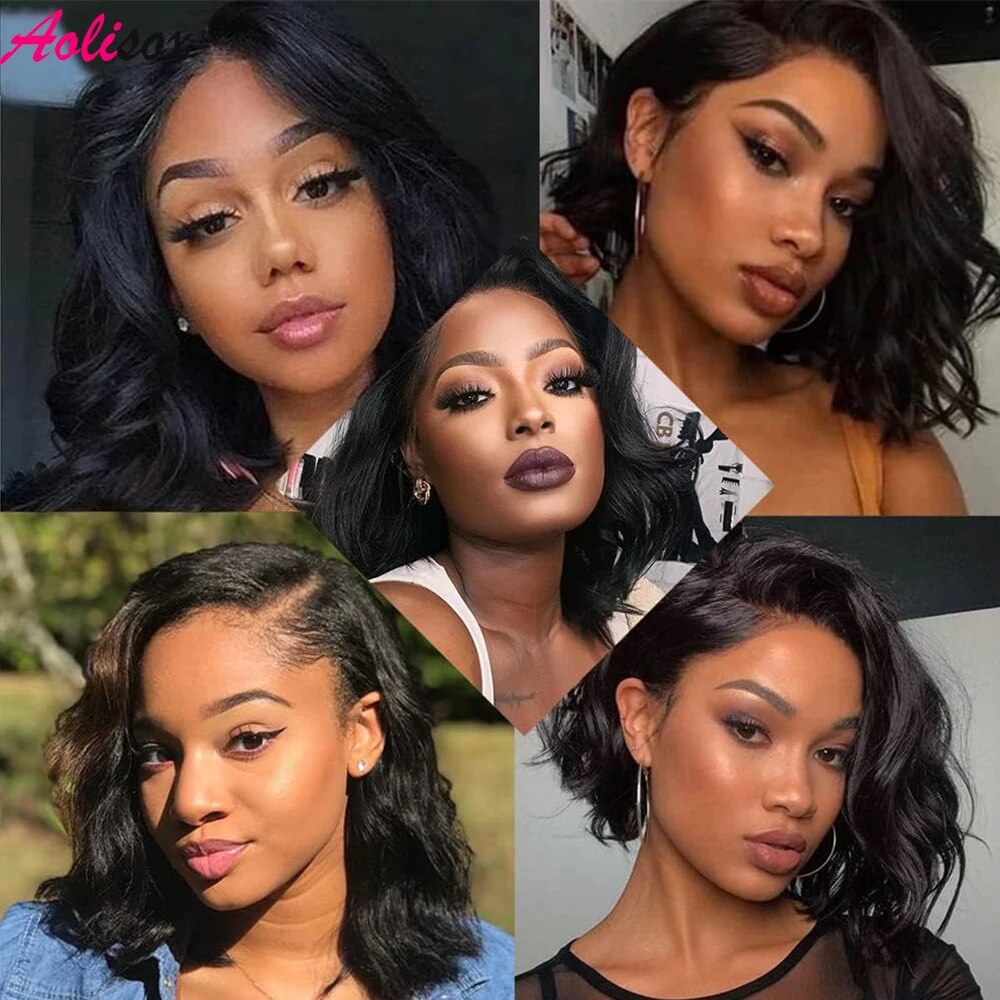 Glueless Human Hair Body Wave Bob Wig 13x4 Lace Front & 4X4 Lace Closure Wig