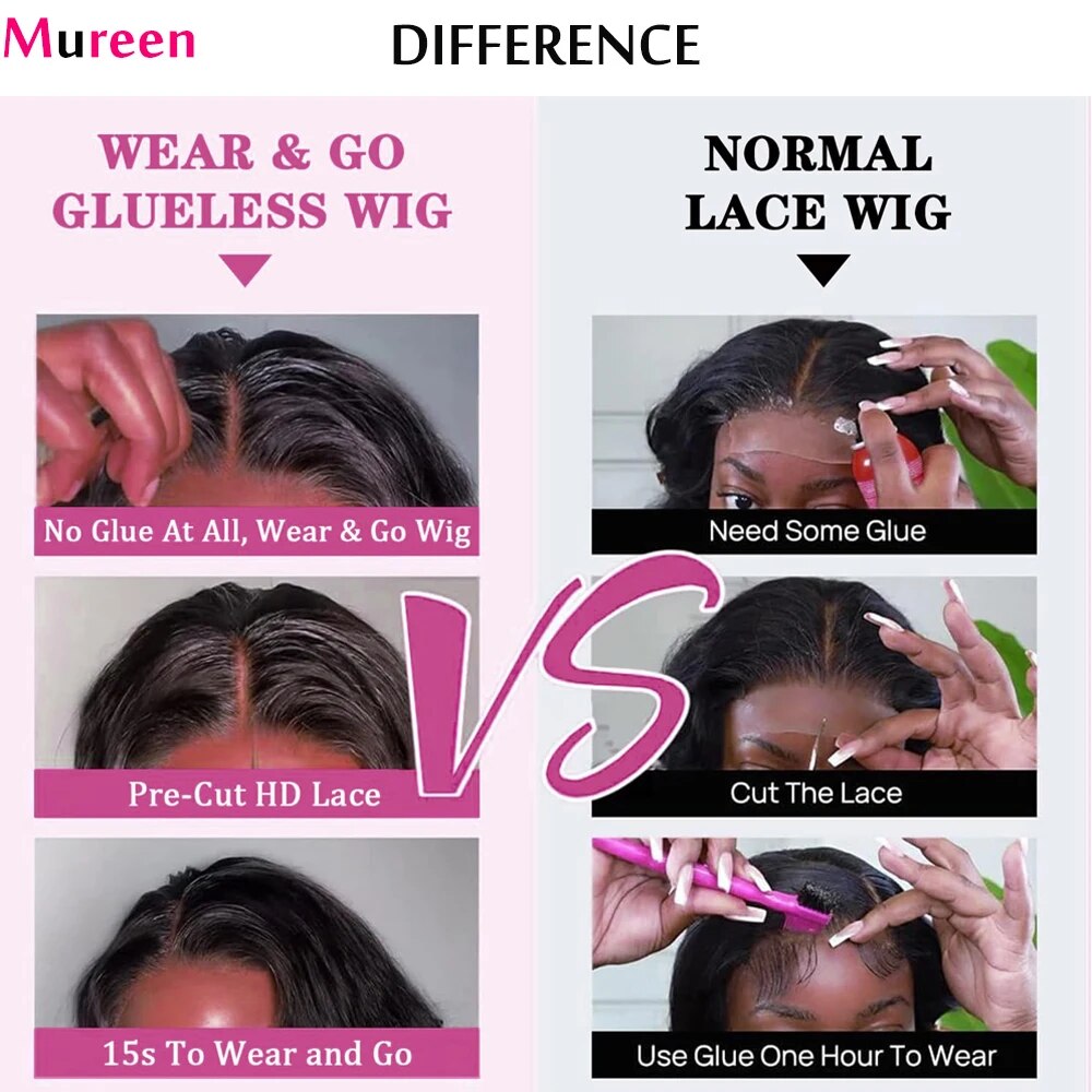 Wear And Go Glueless Body Wave Human Hair Bob Wigs Bob 4x4 Pre Cut Lace Closure Wig