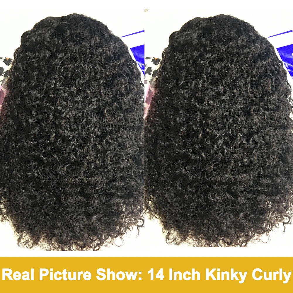 Kinky Curly Headband Mongolian Human Hair Wigs for Black Women
