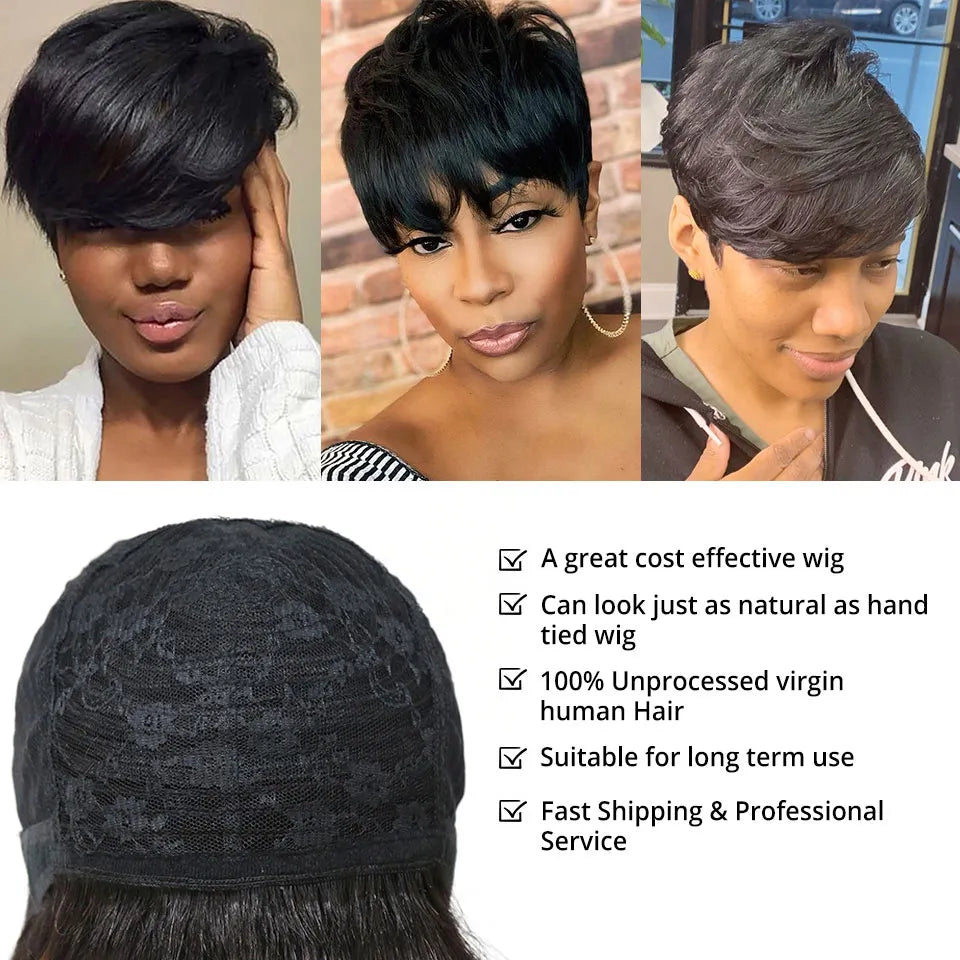 Short Pixie Cut Straight Human Hair Wig