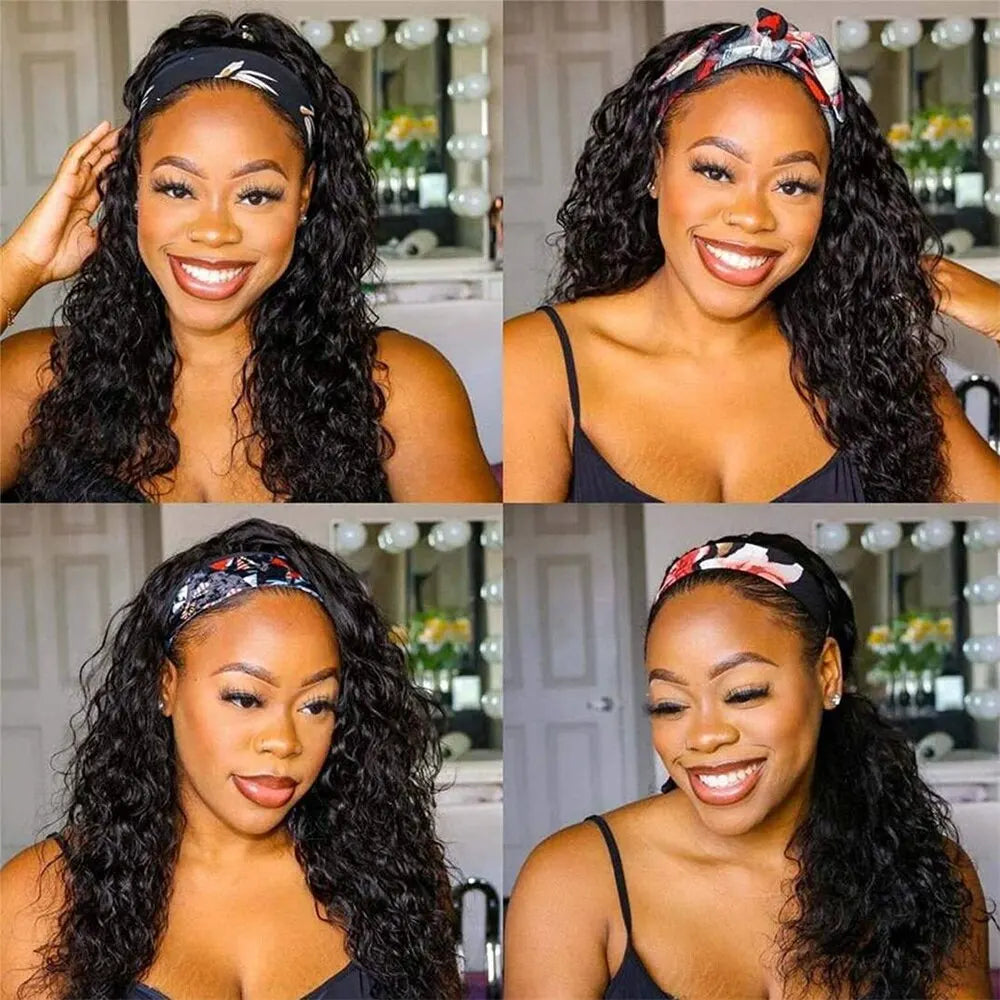 Kinky Curly Brazilian Headband Human Hair Wig