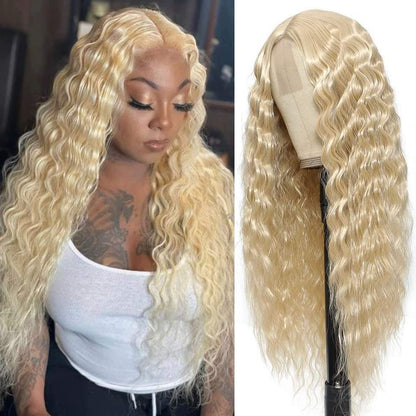 Lace Front Center Synthetic Deep Wave Long Wig