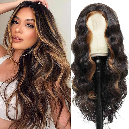 Lace Front Center Split Synthetic Long Wavy Wig