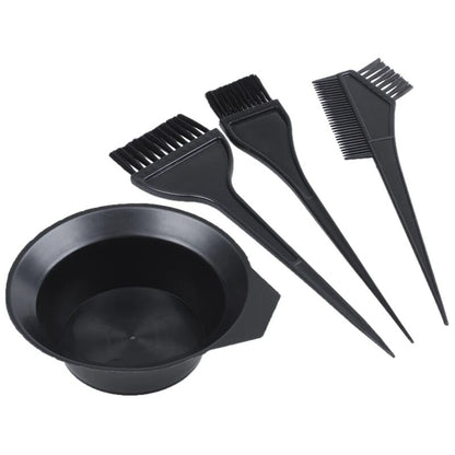 4Pcs/Set Black Hair Dyeing Kit with Hair Dye Comb, Stirring Brush, Plastic Color Mixing Bowl & Hair Styling Tool