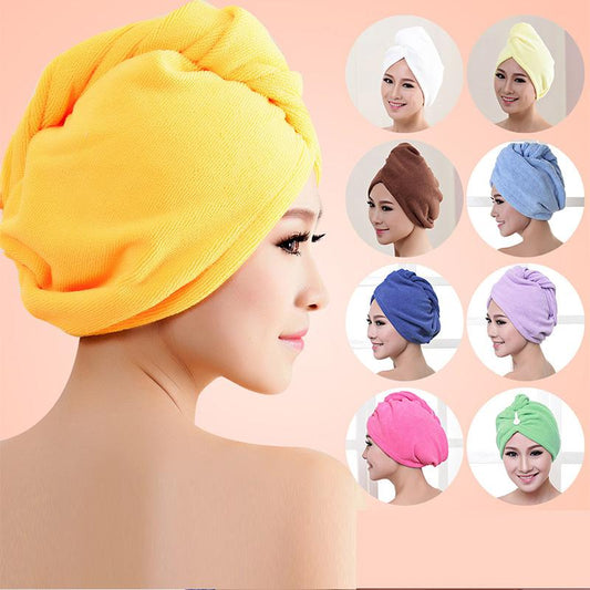 Women Super Absorbent Microfiber Bath Towel Hair Dry Cap