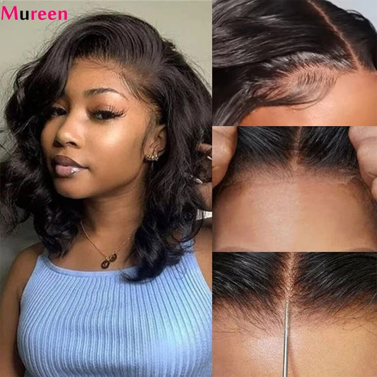 Wear And Go Glueless Body Wave Human Hair Bob Wigs Bob 4x4 Pre Cut Lace Closure Wig