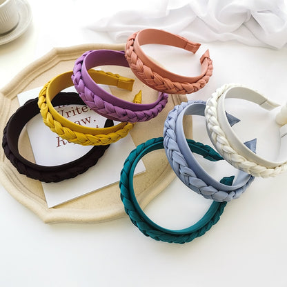 Braided Wide-Brimmed Fabric Headband in Assorted Colors