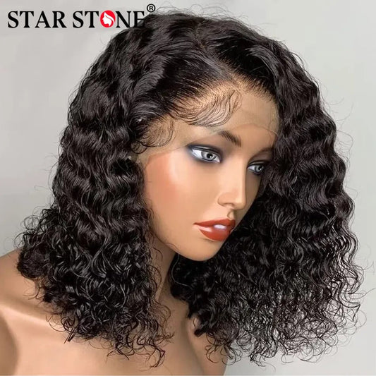 Lace Front Human Hair Deep Wave Bob Wig T Part Preplucked Natural Hairline