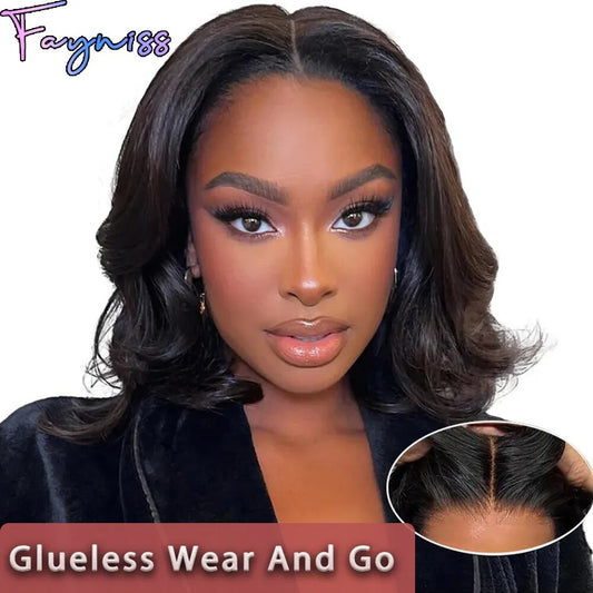 Wear And Go Glueless Human Hair Body Wave Pre Cut Swiss HD Lace Closure Wig