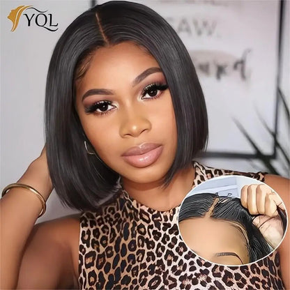 Wear And Go Glueless Human Hair Straight Bob Wig