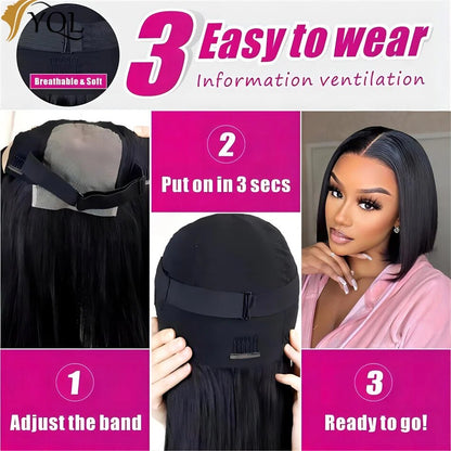 Wear And Go Glueless Human Hair Straight Bob Wig