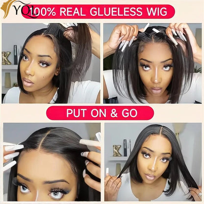 Wear And Go Glueless Human Hair Straight Bob Wig