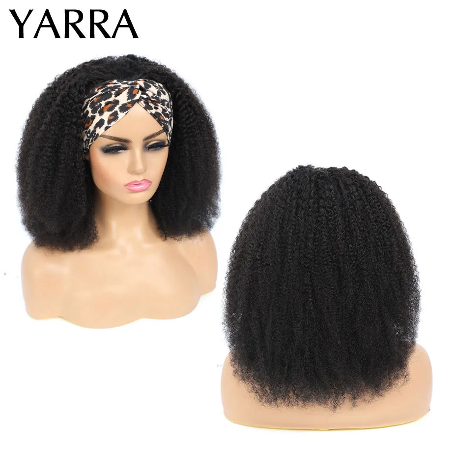 Afro Kinky Curly Headband Brazilian Human Hair Wig For Black Women