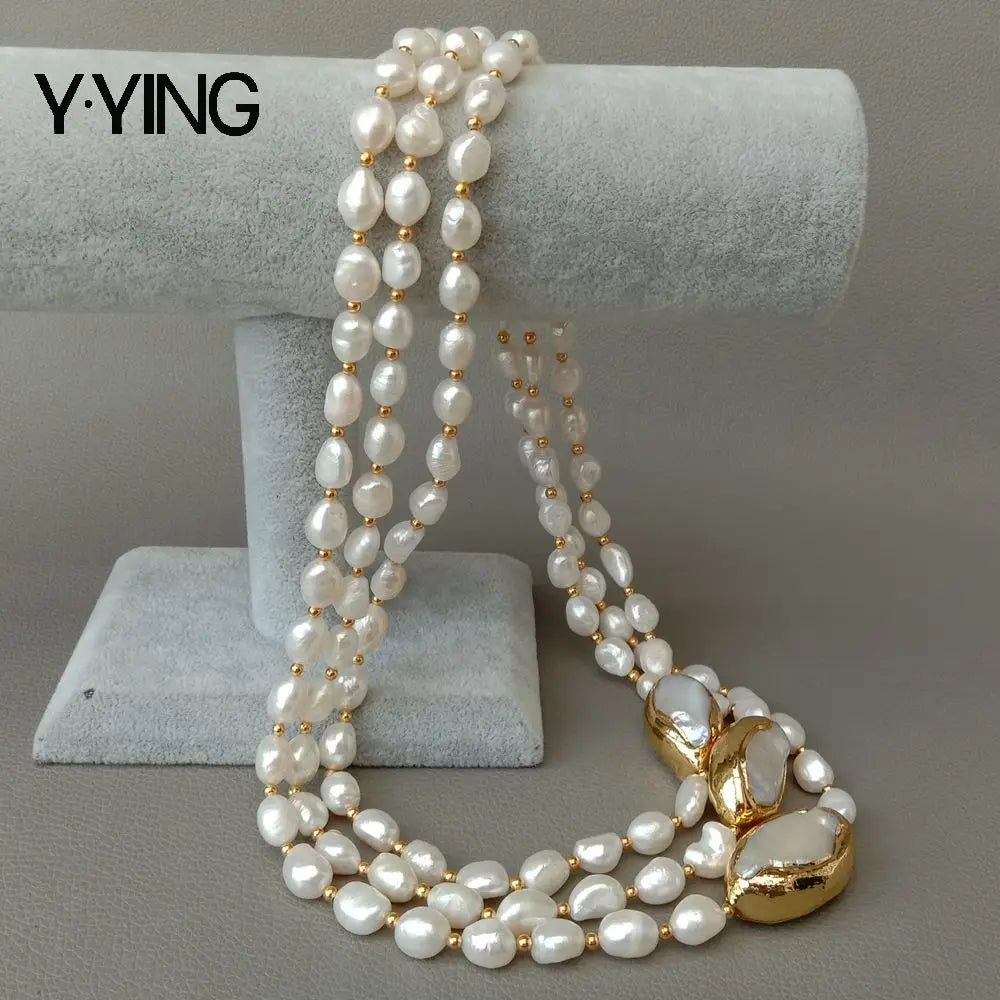 20" 3 rows Cultured Baroque Pearl Necklace