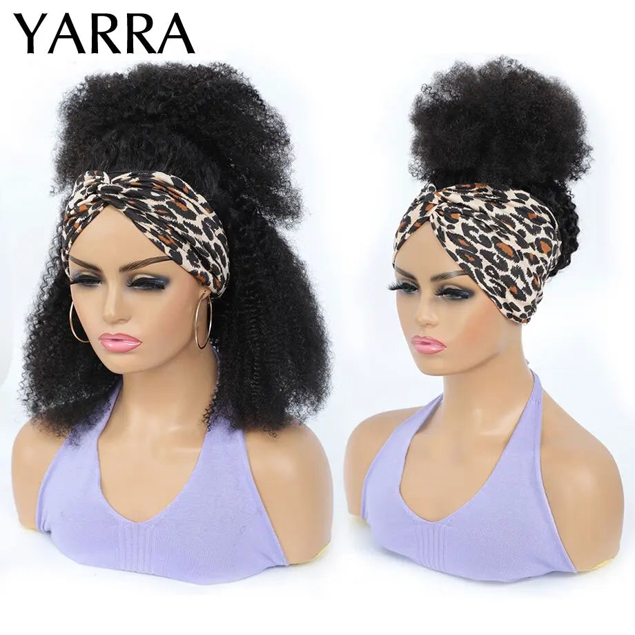 Afro Kinky Curly Headband Brazilian Human Hair Wig For Black Women