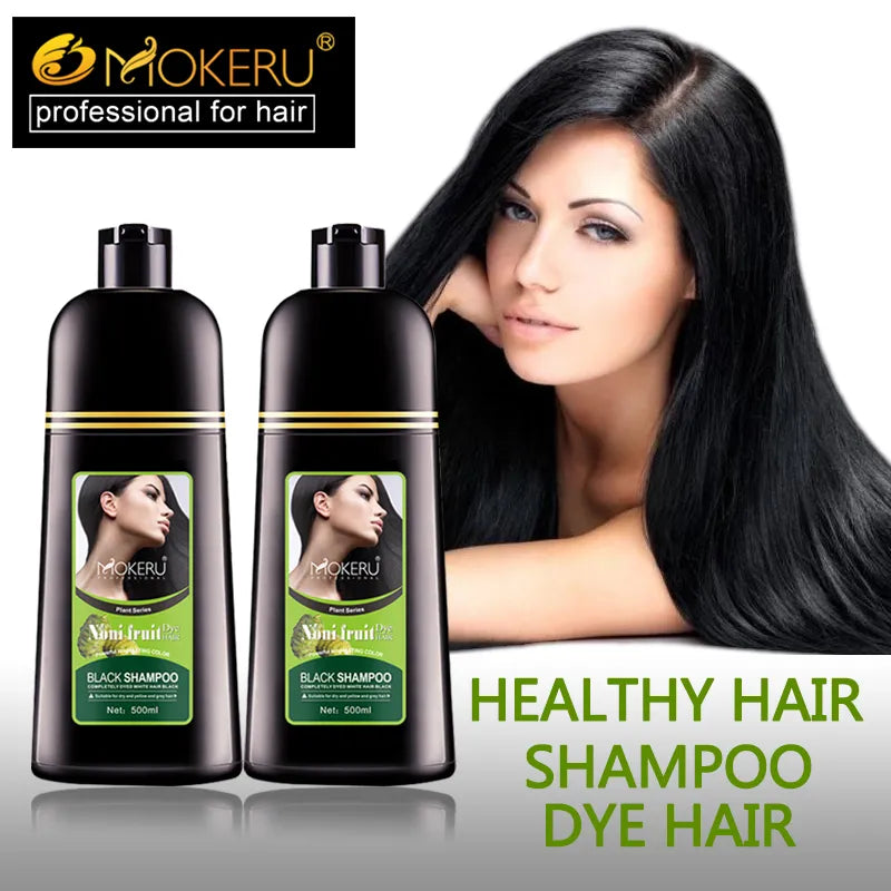 Mokeru Organic Natural Fast Noni Plant Essence Black Hair Color Dye Shampoo For Cover Gray Hair