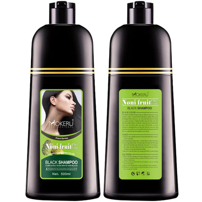 Mokeru Organic Natural Fast Noni Plant Essence Black Hair Color Dye Shampoo For Cover Gray Hair