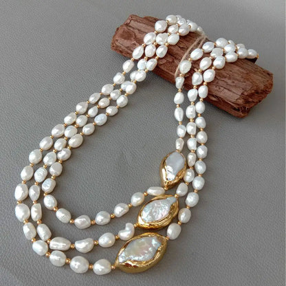 20" 3 rows Cultured Baroque Pearl Necklace