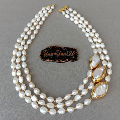 20" 3 rows Cultured Baroque Pearl Necklace