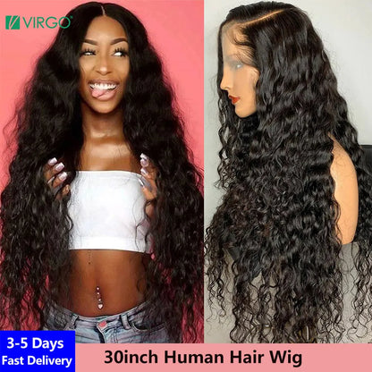 Brazilian Water Wave Transparent HD Lace Front Human Hair Wig for Women