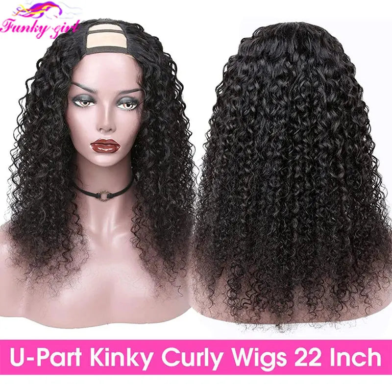 Kinky Curly U Part Brazilian Human Hair Wig