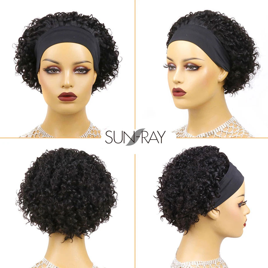 Short Headband Water Wave Brazilian Human Hair Wigs For Black Woman