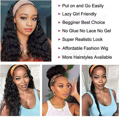 Kinky Curly Brazilian Headband Human Hair Wig