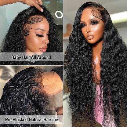 Brazilian Water Wave Transparent HD Lace Front Human Hair Wig for Women