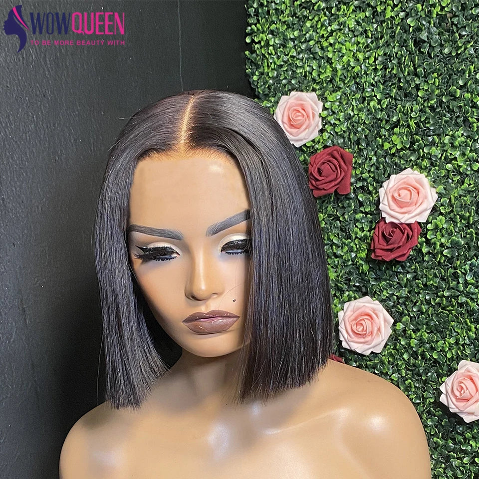 Wear And Go Glueless Straight Pre Cut Human Hair Bob Wig