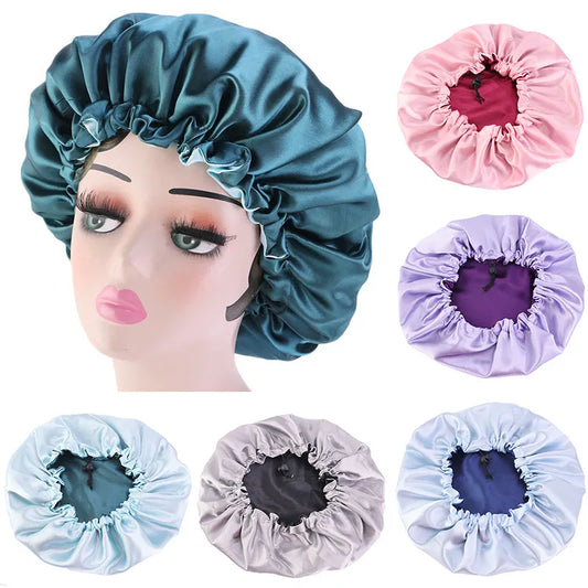 Reversible Satin Bonnet Hair Caps Double Layer Adjust Sleep Night Cap