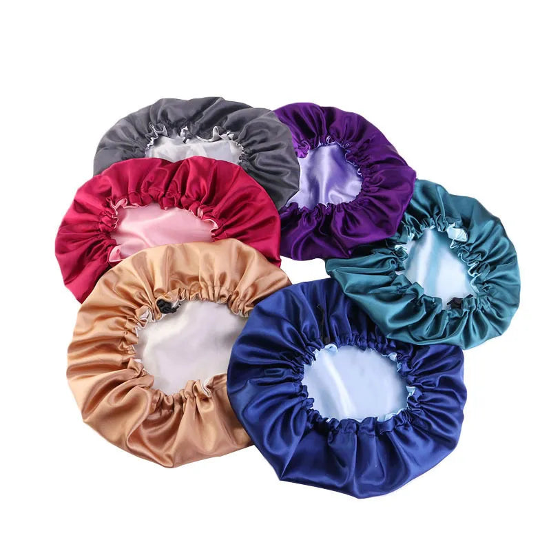 Reversible Satin Bonnet Hair Caps Double Layer Adjust Sleep Night Cap