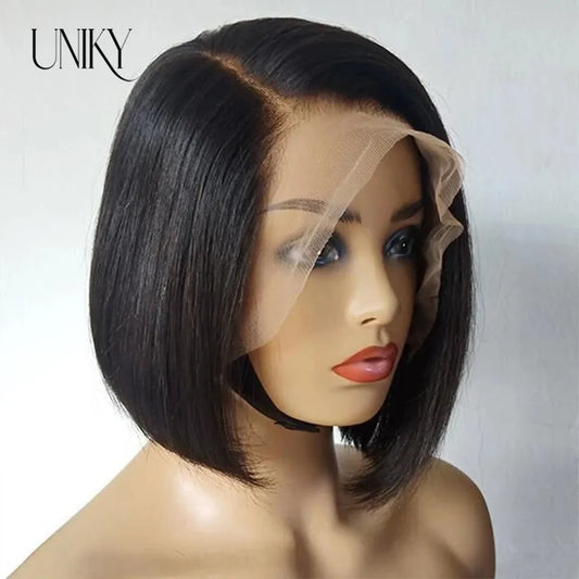 Straight Natural Black Lace Front Human Hair Bob Wig for Black Women