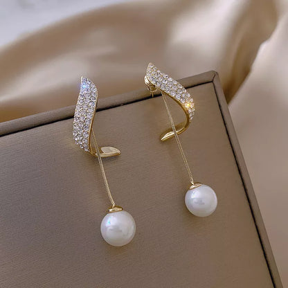 Elegant Faux Pearl Dangle Earrings For Women